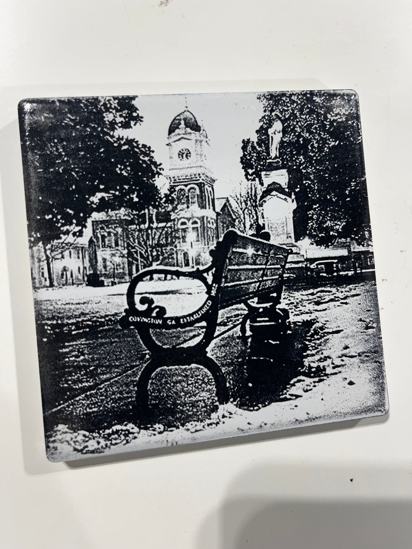 Square in winter Tile Coaster