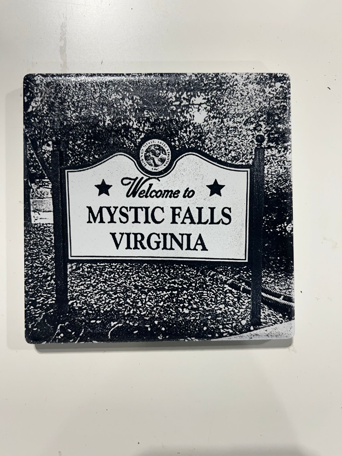 Mystic Falls Sign Tile Coaster