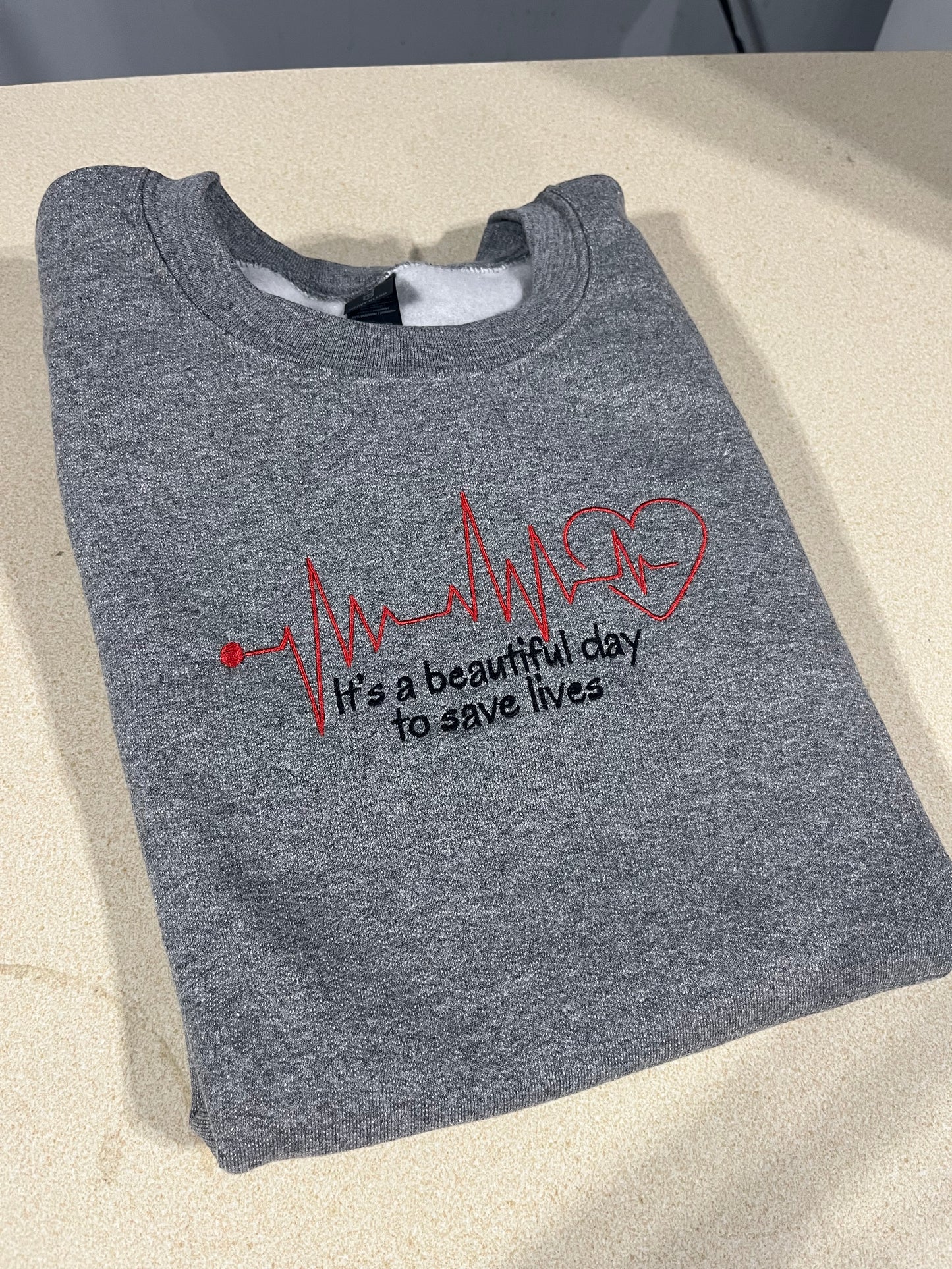 Save Lives Embroidery Crewneck
