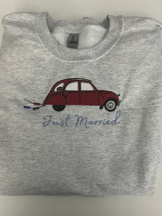 Just Married Embroidered Crewneck