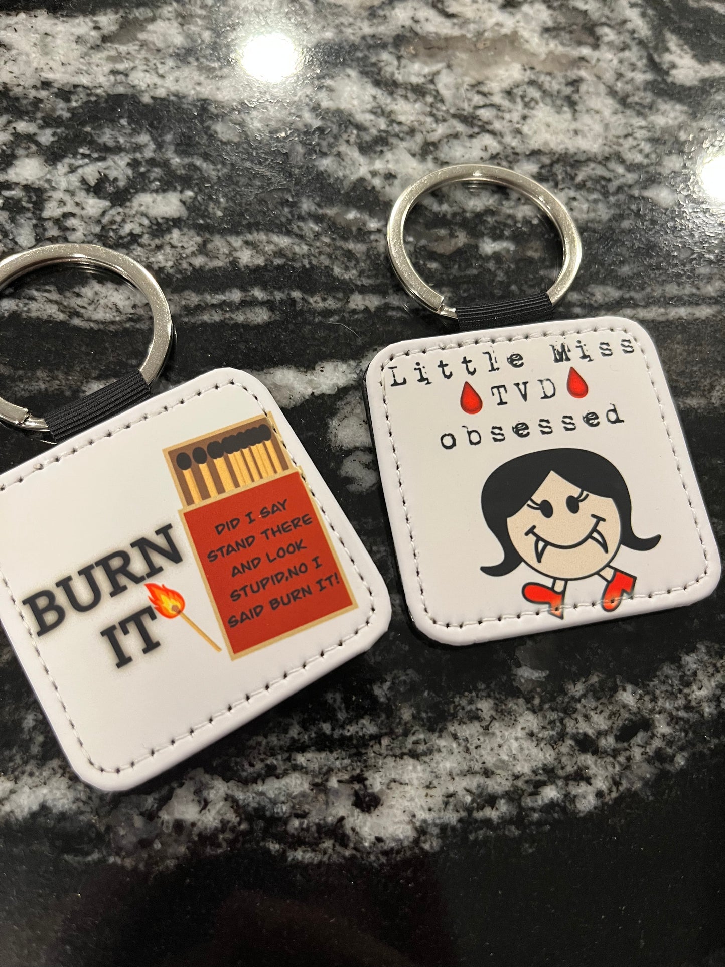 Burn it and little miss keychain