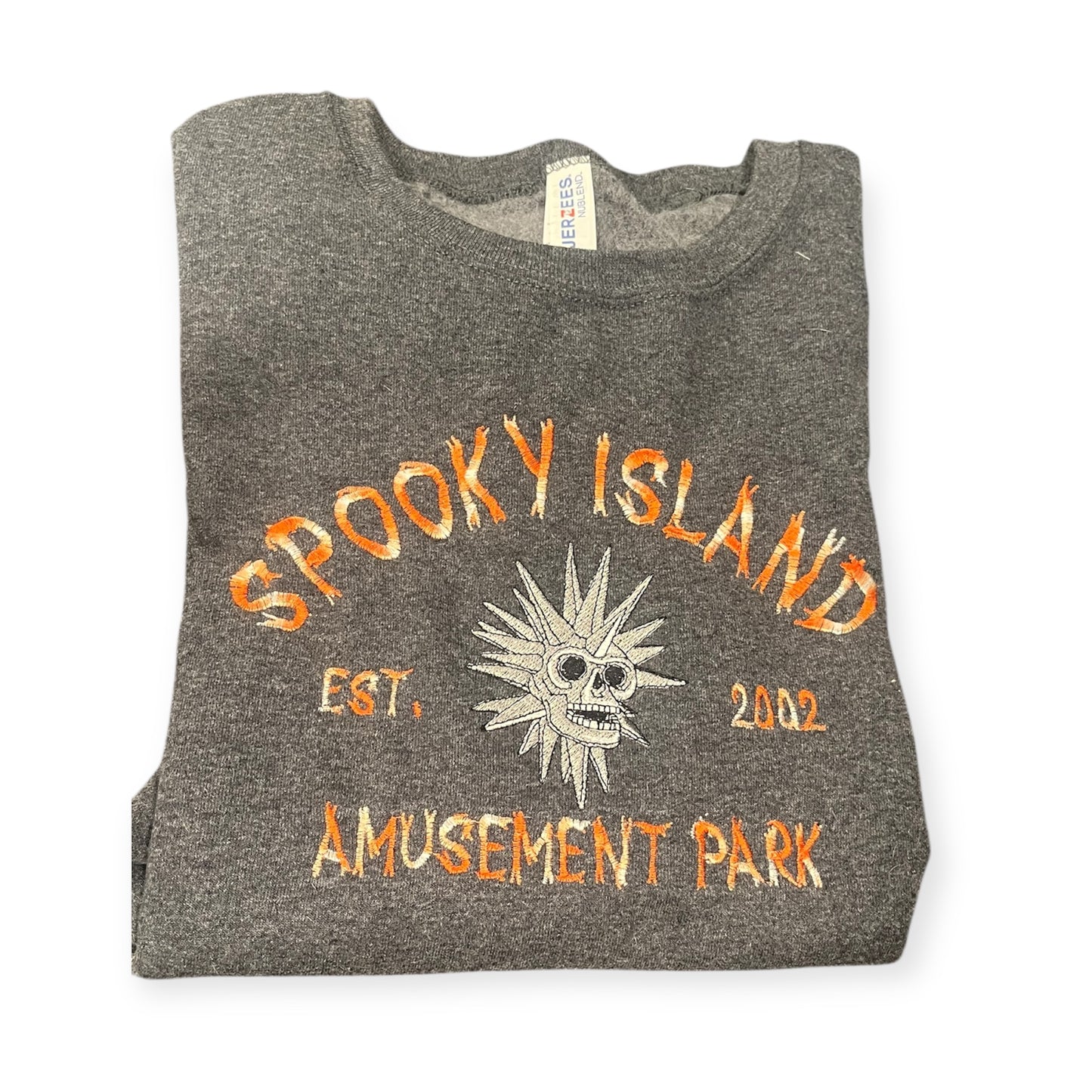 Spooky Island Embroidered (Heather black Crewneck)