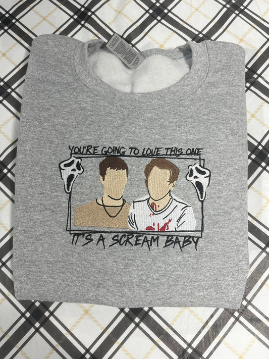 It’s a scream embroidered Crewneck