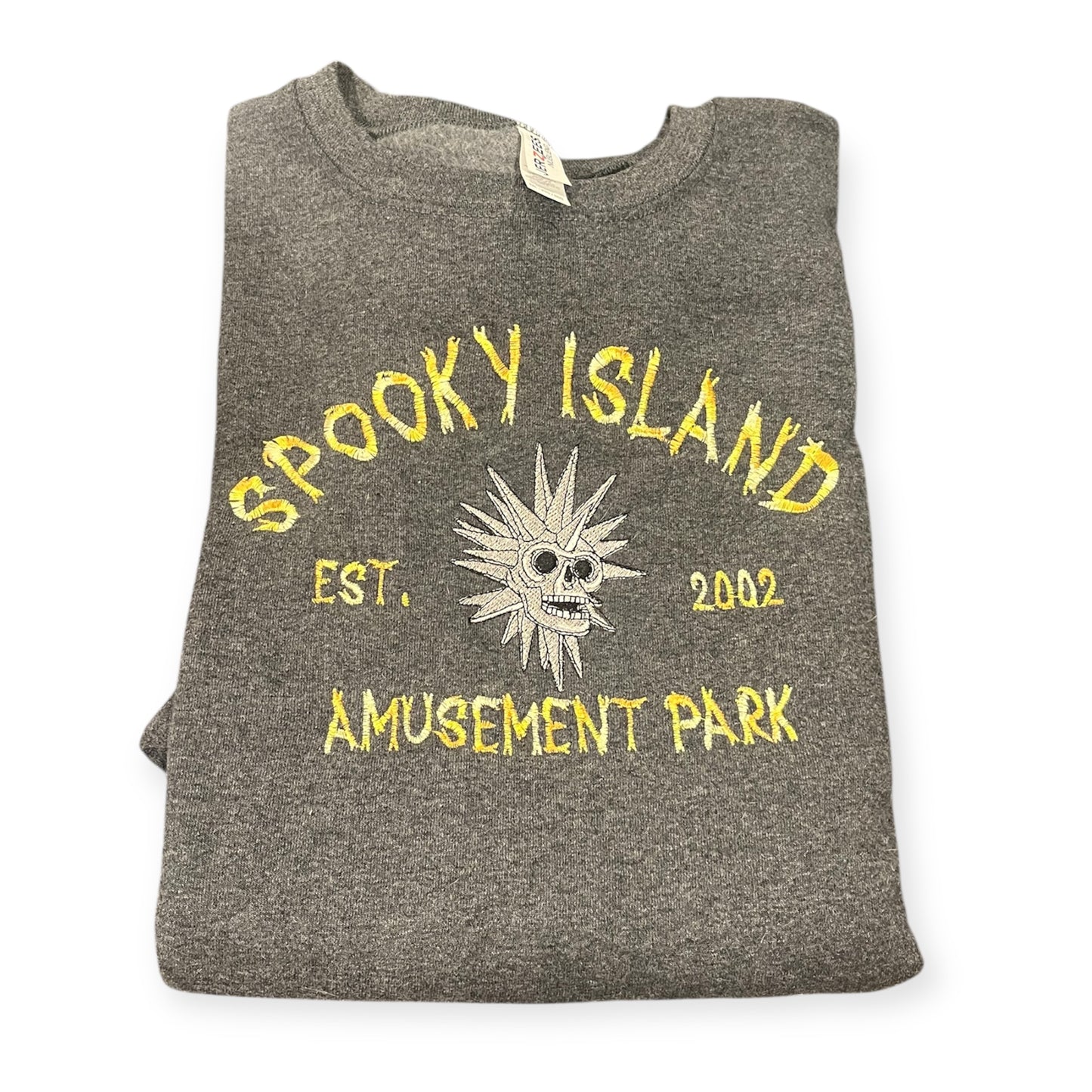 Spooky Island Embroidered (Heather black Crewneck)