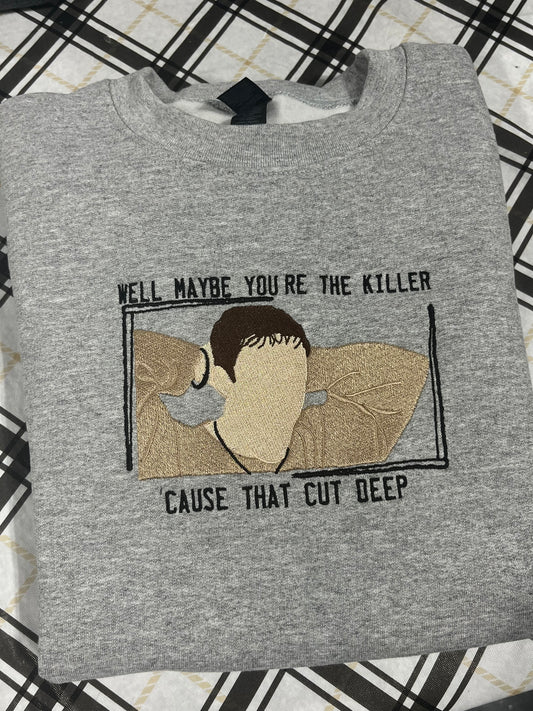 that cut deep embroidered crewneck
